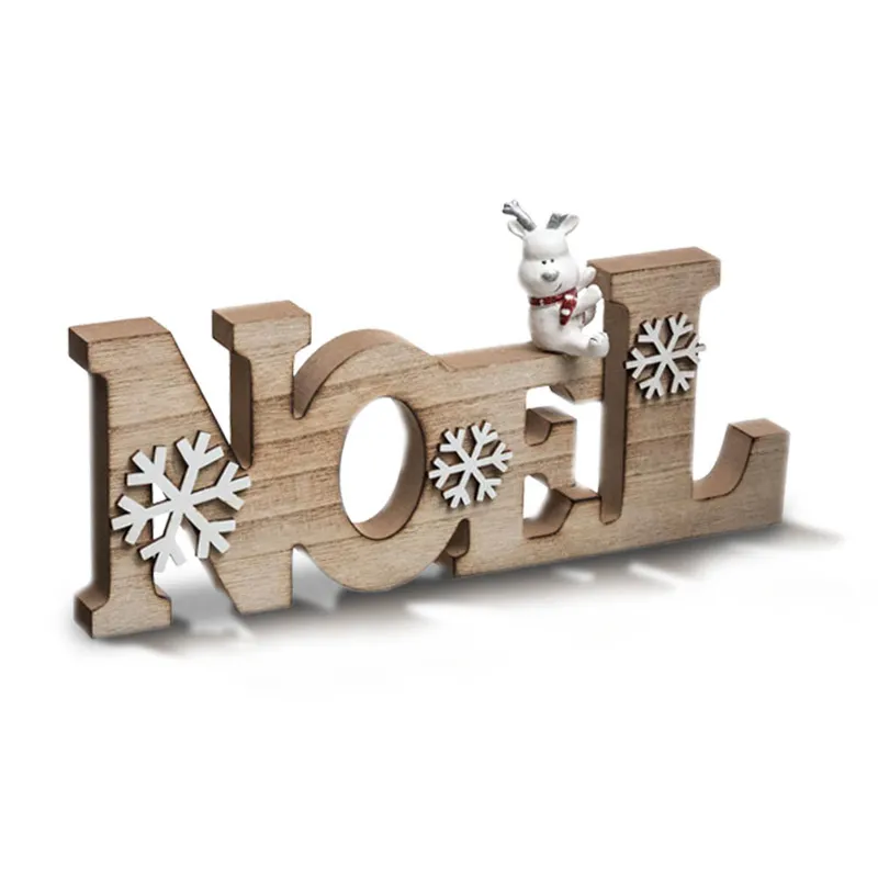 Lettre décorative en bois à poser – motif flocon de neige – décoration de Noël