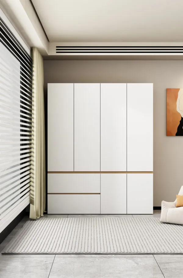 Armoire bois 6 portes 2 tiroirs 160×200×50 cm