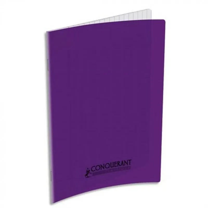 Cahier agrafé Conquérant 17×22 cm 48 pages Seyès 90g couverture polypro violette