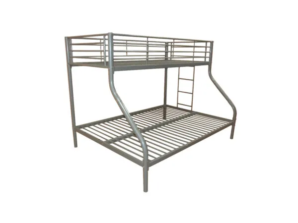 Lit superposé métal gris couchages 140 et 90 cm