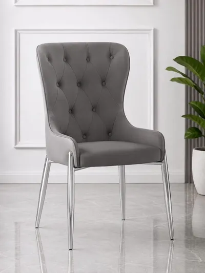 Chaise grise et argentée 62×60×97 cm – CHAISE-12217