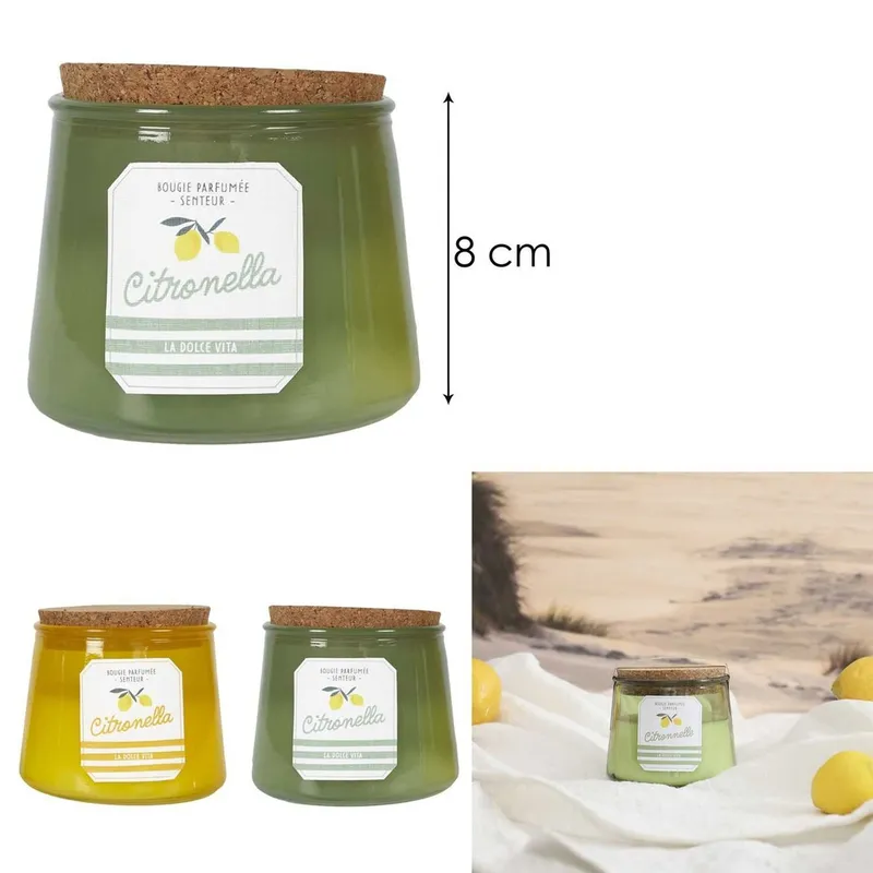 Bougie citronnelle pot bain de soleil H8CM