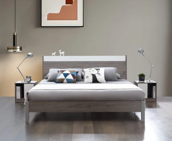 Lit DZ33 blanc et gris 160×200 cm