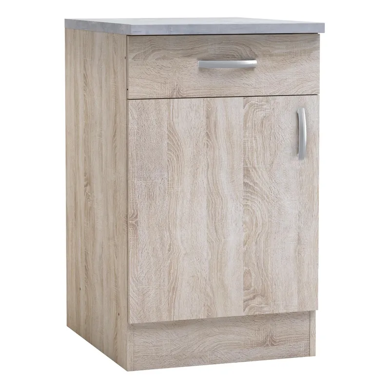 Meuble bas de cuisine 1 tiroir 1 placard – Collection Paprika chêne – 50×60×85 cm