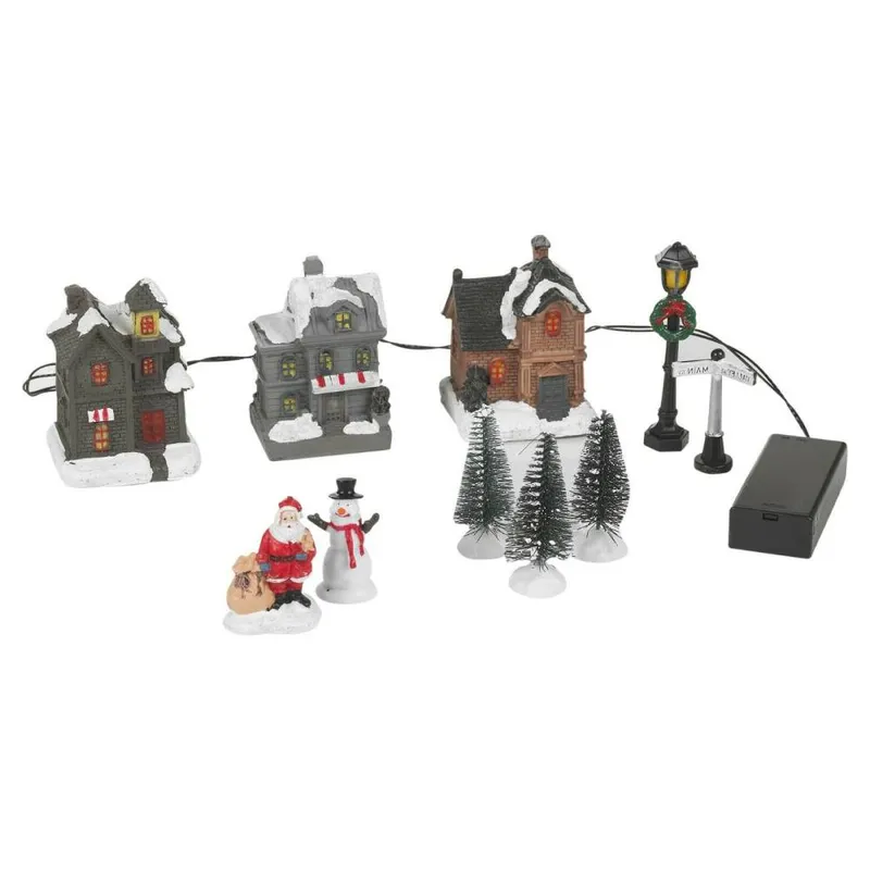 Décoration village de Noël – set 10 pièces