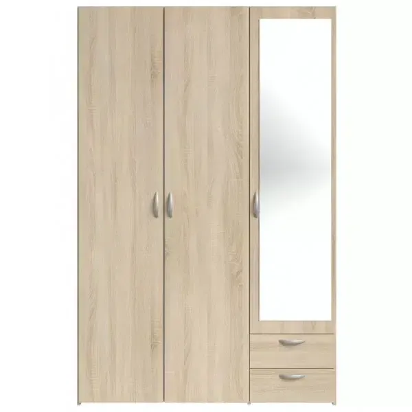Armoire 3 portes 2 tiroirs Daily 120×185×51 cm chêne Sonoma