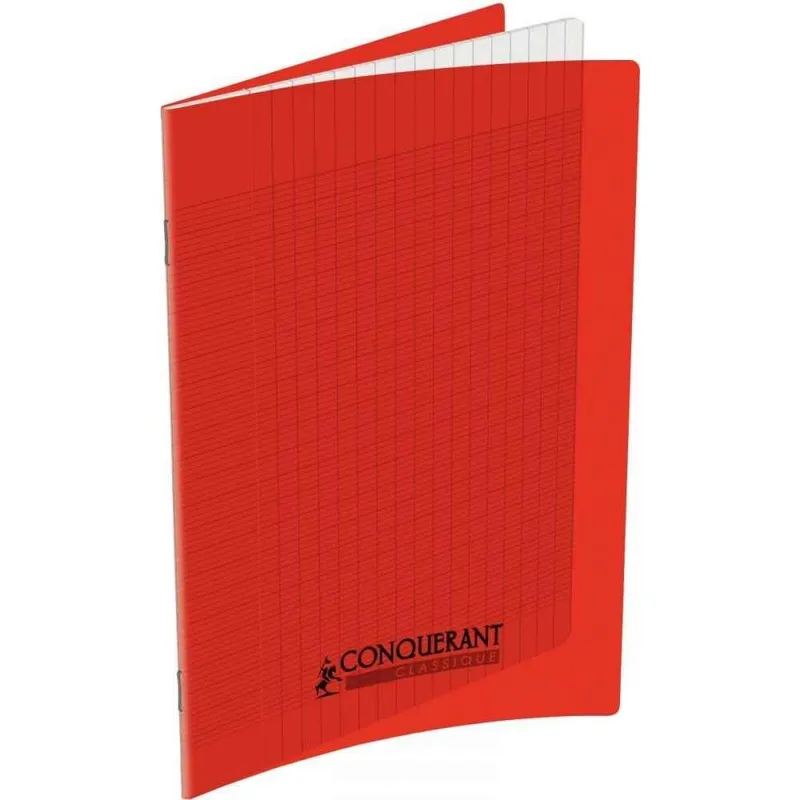 Cahier A4 48 pages Seyès agrafé couverture rouge Conquérant