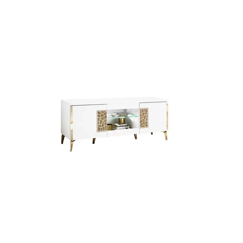 Meuble TV Stella 200 cm or et blanc