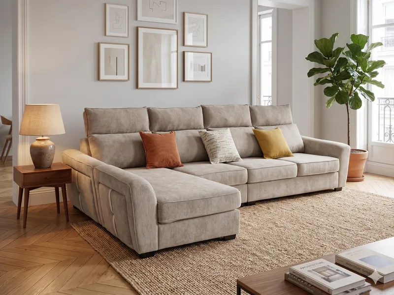 Salon d’angle de jardin – canapé modulable 310 × 100 cm, hauteur 90 cm