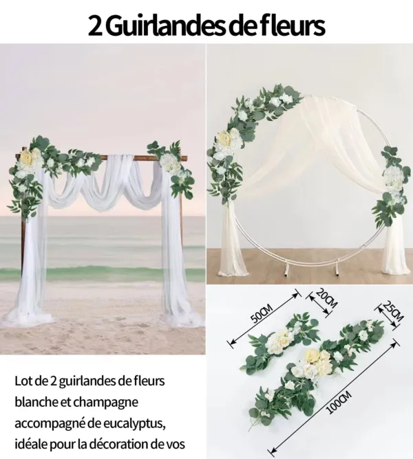 Lot de 2 compositions florales pour arche, eucalyptus