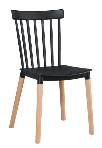 Chaise noire pieds bois
