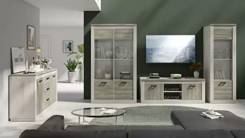 Salon living 3 pièces avec meuble TV – canapé 2 places + canapé 1 place + meuble TV – LIVING-SAWE 1+2+TV