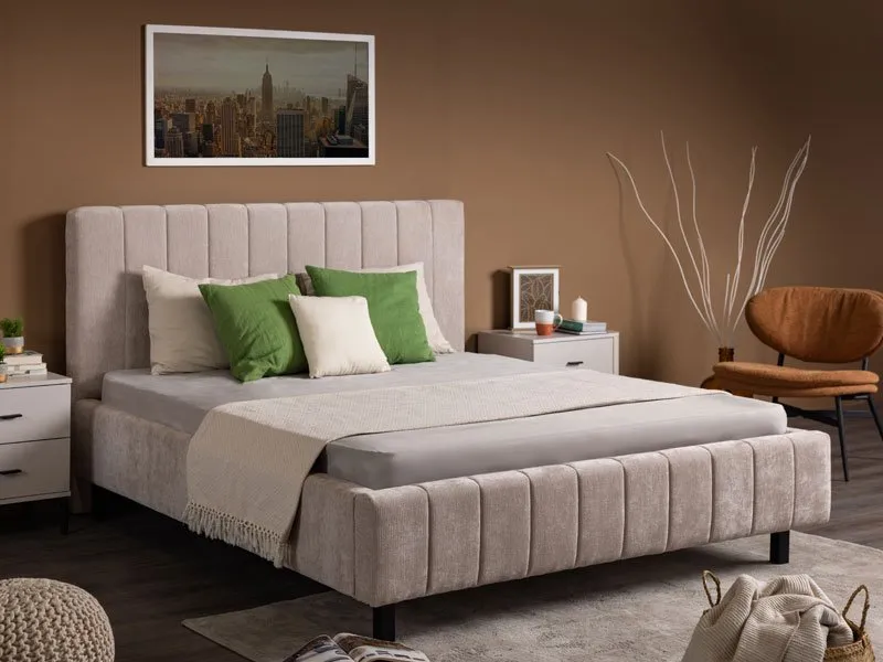 Lit JOY beige 160×200 avec sommier