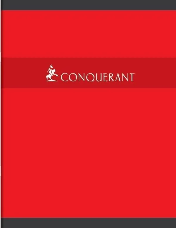Cahier de Devoirs 17x22cm 96 Pages Agrafes Grands Carreaux Couverture cartonnée Rouge CONQUERANT