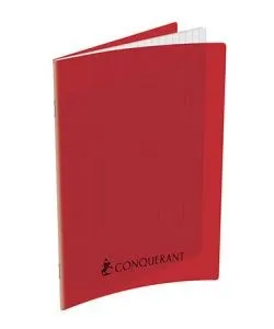 Cahier 17×22 cm 192 pages Seyès agrafé couverture rouge Conquérant