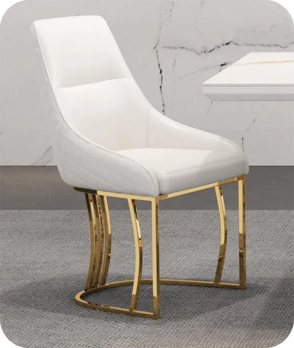 Chaise dorée assise blanche 11653