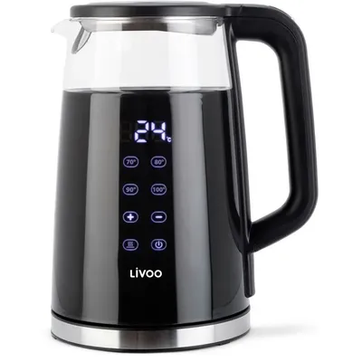 Bouilloire Livoo 1,7L en verre – Réglage température, écran tactile