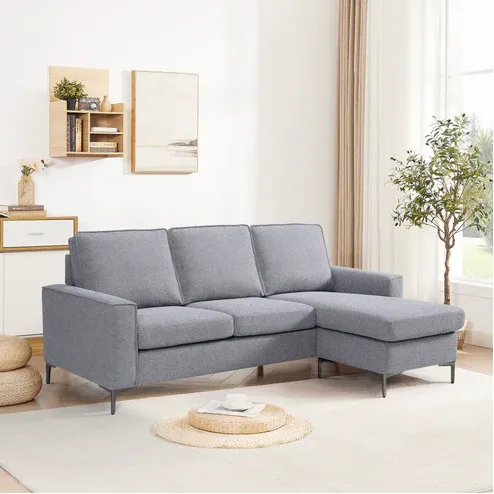 Canapé d'angle réversible gris clair 210×146×84 cm