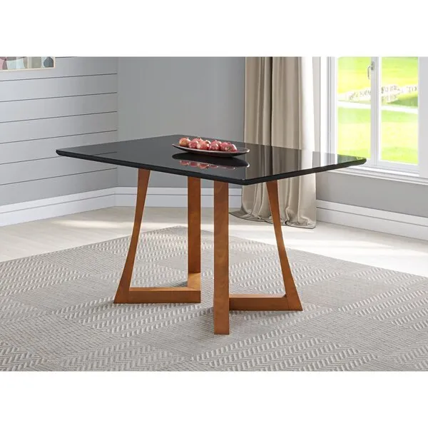 Table à manger rectangulaire Anna 200×100×76 cm verre et bois massif