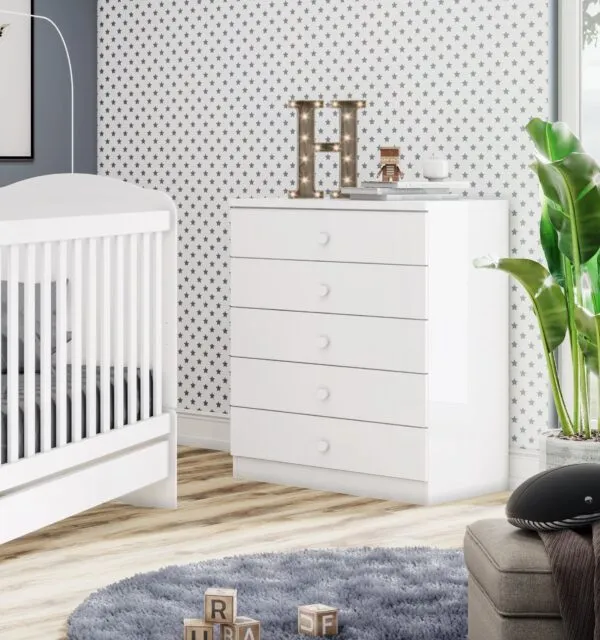 Commode 5 tiroirs blanche