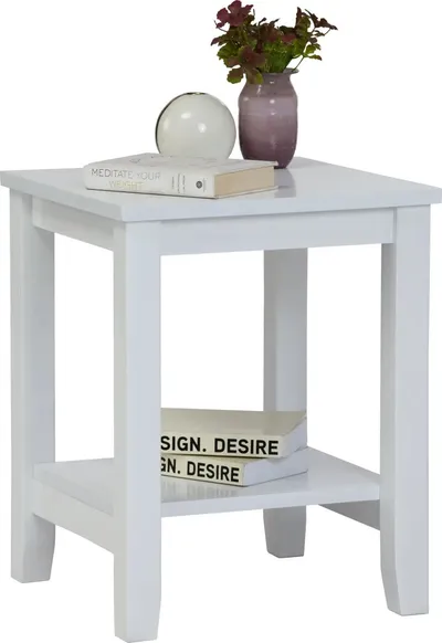 Table de nuit blanc laqué 40x40x50 cm