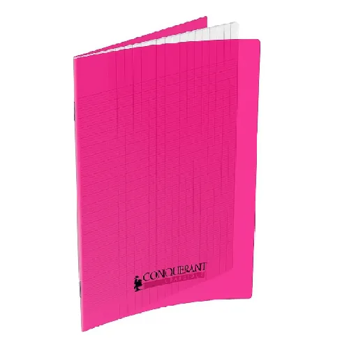 Cahier Conquérant 17×22 cm, 96 pages Seyès, couverture polypro rose