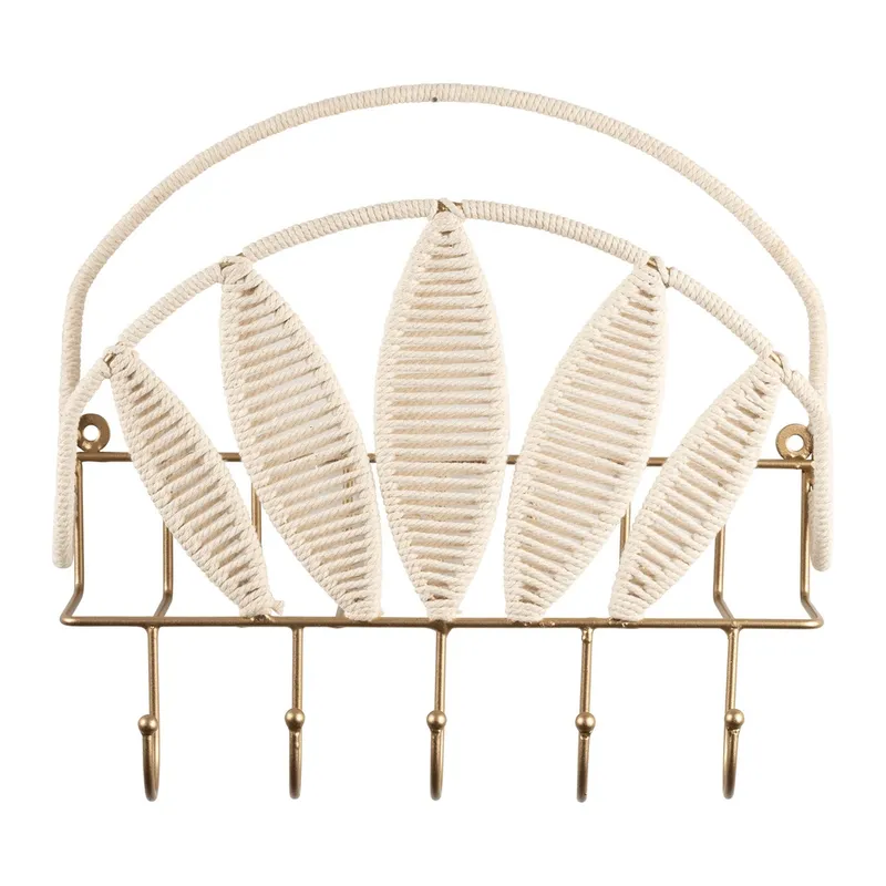 Porte bijoux macrame nat+dr 28X31