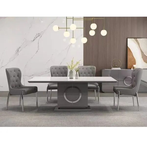Table à manger Gris Dore 92757DT avec 8 Chaises 12217