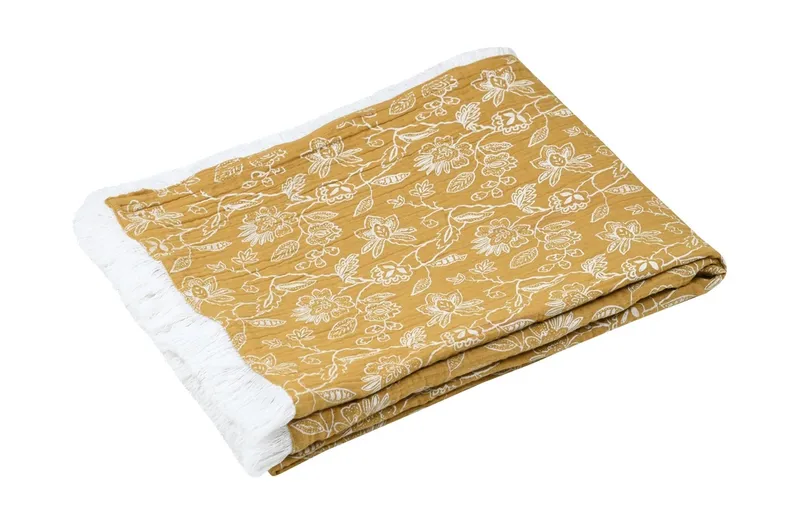 Plaid sunda 125X150 moutarde 100%COTON