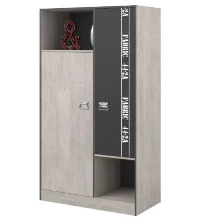 Armoire Fabric 2 portes Gris foncé/Loft 101×182×51 cm