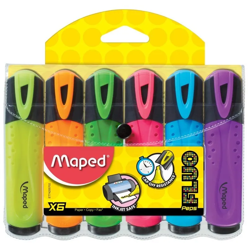 Lot de 6 surligneurs fluo Fluo'Peps Classic – Maped