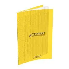 Cahier Conquérant 17×22 cm, 96 pages Seyès, couverture polypro jaune