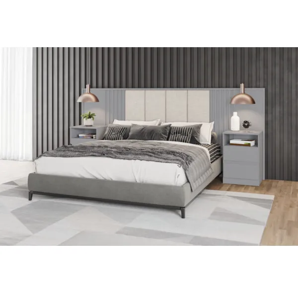 Tête de lit avec 2 chevets – Gris D610-532