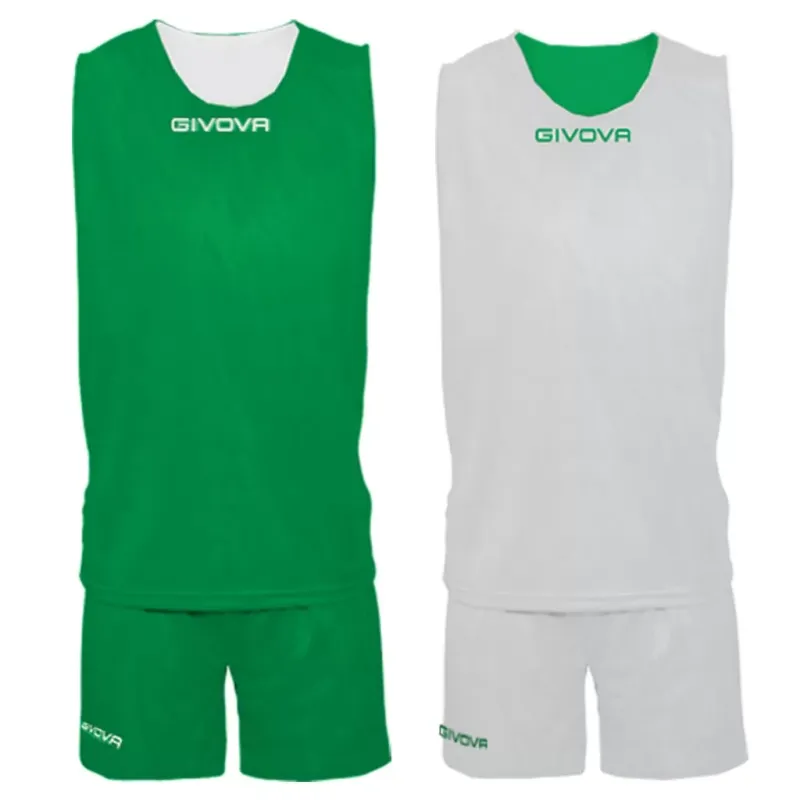 Kit maillot basket et short réversible vert/blanc
