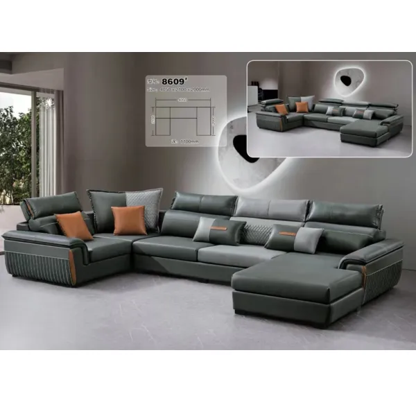 Canapé panoramique U 410×210×190 cm 7 places