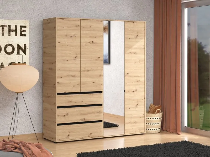 Armoire CORBETT 4 portes 3 tiroirs 1 penderie