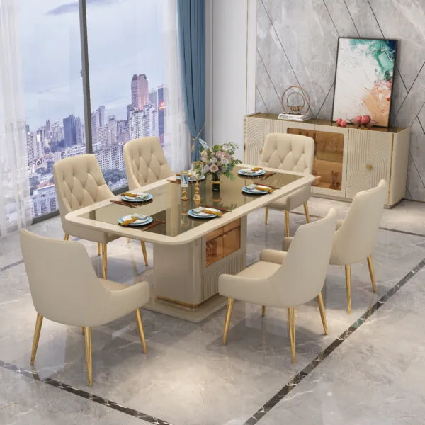 Chaise dorée assise beige 11549