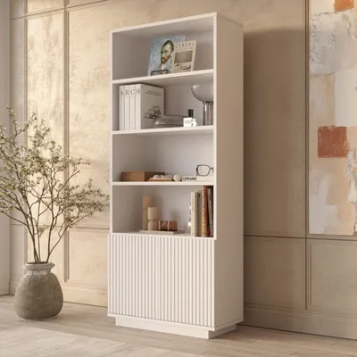 Bibliothèque LN6 – rangement livres et objets, finition blanche – LN6-W-BIBL