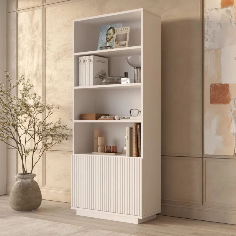 Bibliothèque LN6 – rangement livres et objets, finition blanche – LN6-W-BIBL