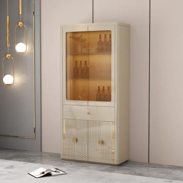 Vitrine beige doré 90×40×190 cm