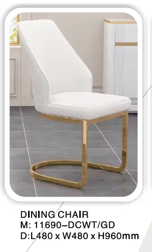 Chaise dorée assise blanche 11690