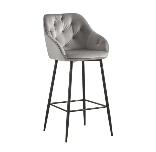 Chaise de bar en velours gris B-876