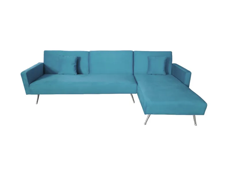 Canapé d’angle pieds métal bleu