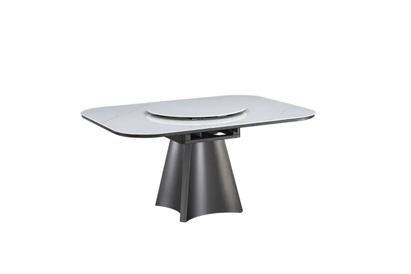 Table à manger plateau pierre cristal – 120×120 cm extensible jusqu'à 155×75 cm – TABLE-CT164