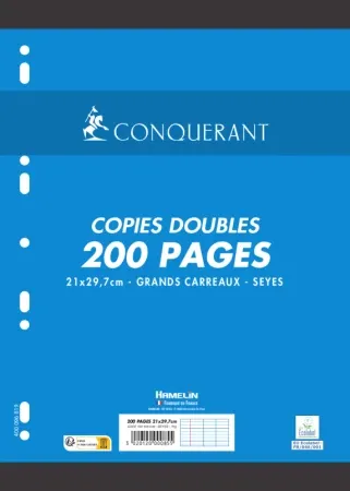 Copies doubles A4 grands carreaux Seyès, 200 pages blanches