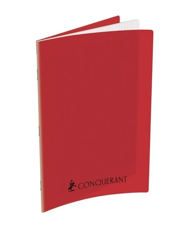 Cahier Conquérant A4 192 pages Seyès, polypro rouge