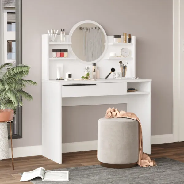 Coiffeuse compacte sans pouf