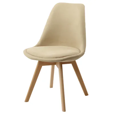 Chaise pieds bois – assise beige – C02