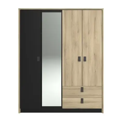 Armoire Kieran 4 portes 2 tiroirs avec miroir