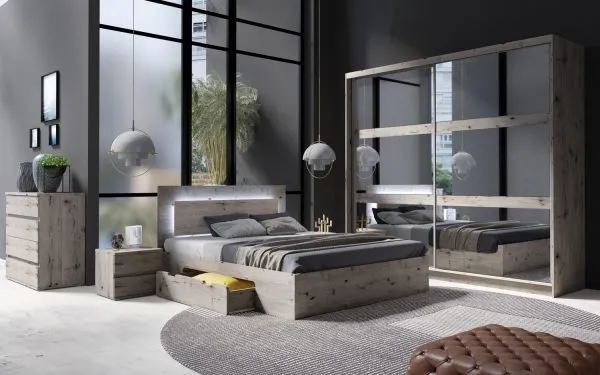 Chambre à coucher complète Togo – Lit 160×200 + rangements
